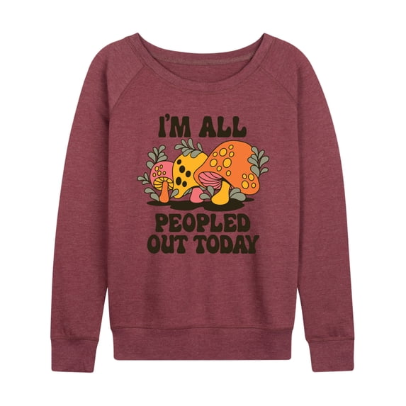 Instant Message - I'm All Peopled Out Today Mushrooms - Women's Lightweight French Terry Long Sleeve Shirt