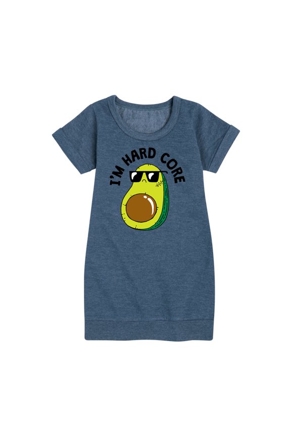 - I'm Hard Core - Avacado Pit Cool - Toddler & Youth Girls Fleece Dress
