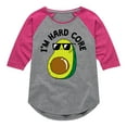 thumbnail image 1 of Instant Message - I'm Hard Core - Avacado Pit Cool - Toddler & Youth Girls Raglan Graphic T-Shirt, 1 of 6