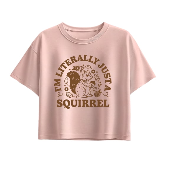 Instant Message - I'm Literally Just a Squirrel Short Sleeve Boxy Graphic T-Shirt