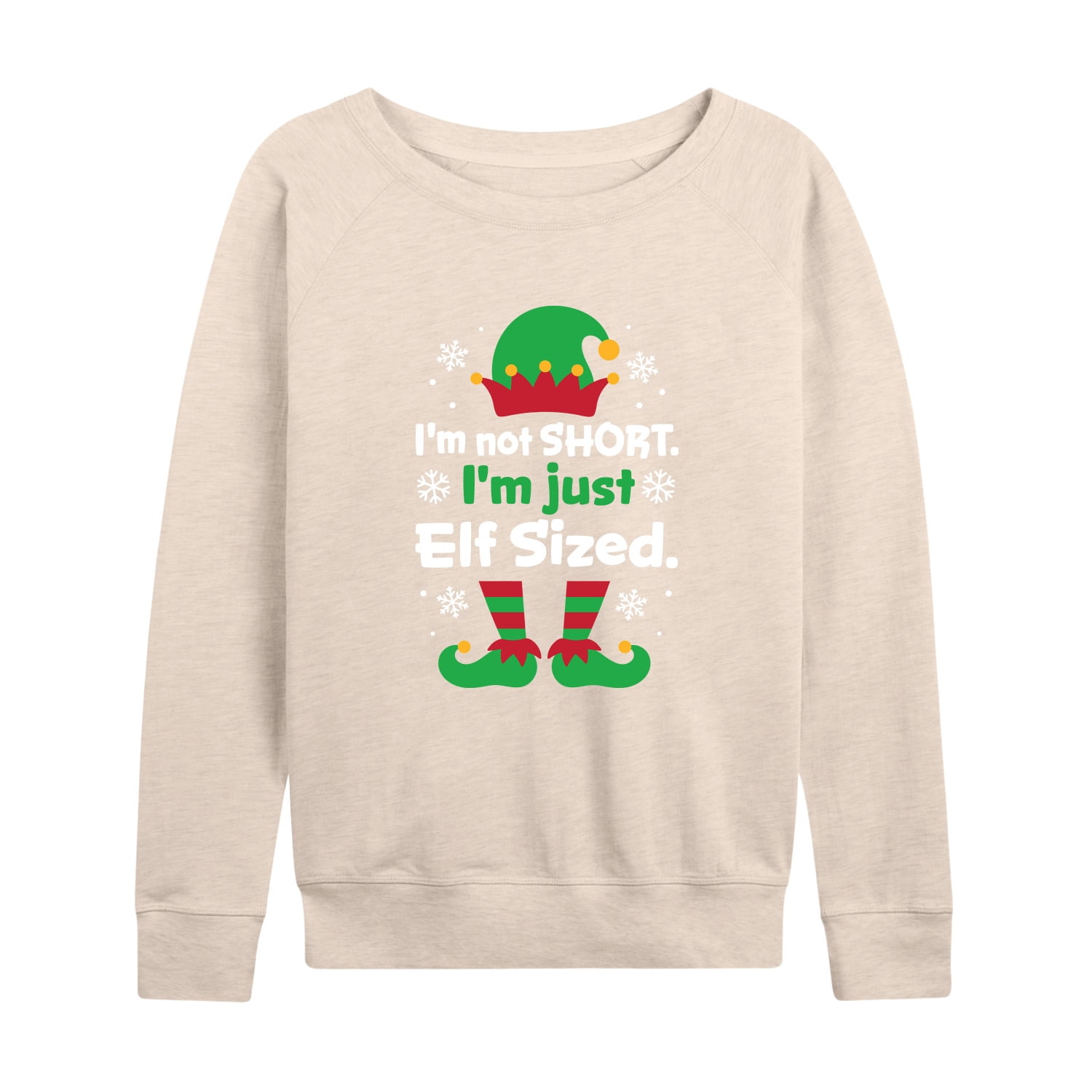 Instant Message - I'm Not Short Just Elf Sized Funny Christmas - Women's Lightweight French Terry Long Sleeve Shirt