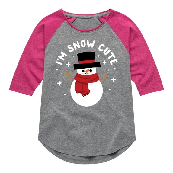 Instant Message - I'm Snow Cute Christmas - Toddler & Youth Girls Raglan Graphic T-Shirt