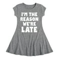 thumbnail image 1 of Instant Message - I'm The Reason We're Late - Toddler & Youth Girls Fit & Flare Dress, 1 of 1