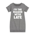 thumbnail image 1 of Instant Message - I'm The Reason We're Late - Toddler & Youth Girls Fleece Dress, 1 of 6
