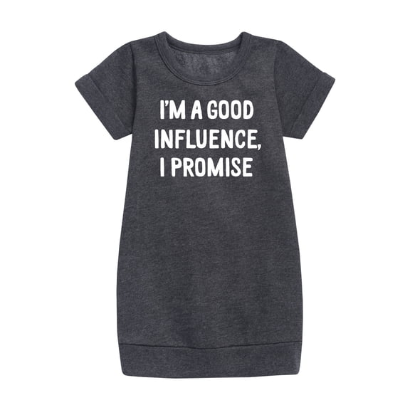 Instant Message - I'm a Good Influence Christmas - Toddler & Youth Girls Fleece Dress