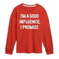 thumbnail image 1 of Instant Message - I'm a Good Influence Christmas - Toddler & Youth Long Sleeve Graphic T-Shirt, 1 of 6