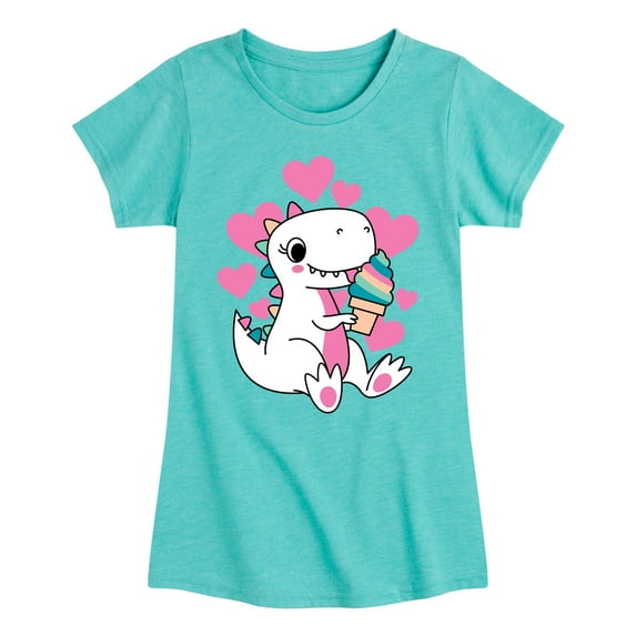 Instant Message - Ice Cream Dinosaur - Toddler & Youth Girls Short Sleeve Graphic T-Shirt