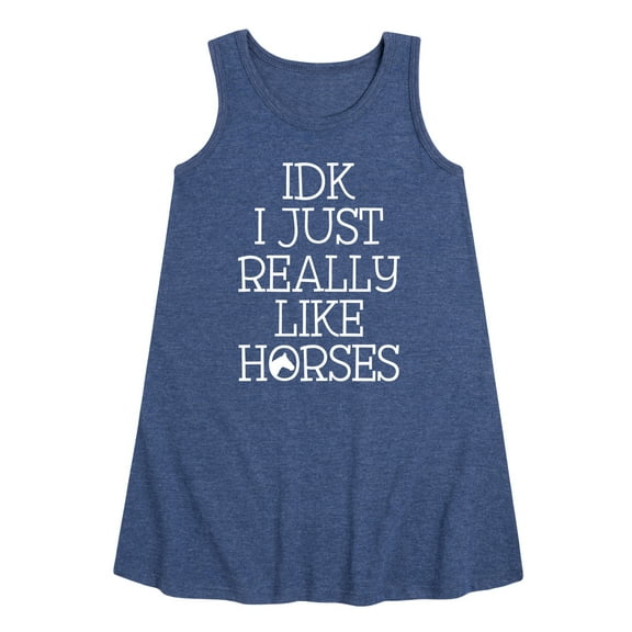 Instant Message - Idk I Like Horses - Toddler & Youth Girls A-line Dress