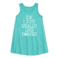 thumbnail image 1 of Instant Message - Idk I Like Horses - Toddler & Youth Girls A-line Dress, 1 of 5