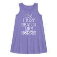thumbnail image 1 of Instant Message - Idk I Like Horses - Toddler & Youth Girls A-line Dress, 1 of 1