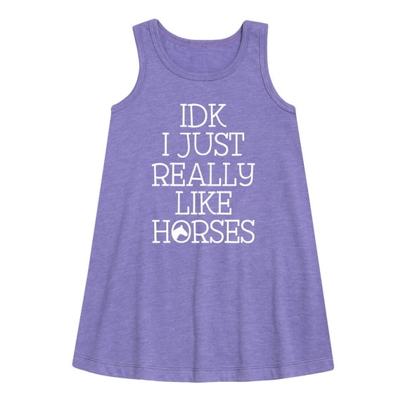 Instant Message - Idk I Like Horses - Toddler & Youth Girls A-line Dress