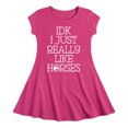 thumbnail image 1 of Instant Message - Idk I Like Horses - Toddler & Youth Girls Fit & Flare Dress, 1 of 1