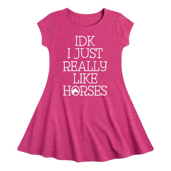 Instant Message - Idk I Like Horses - Toddler & Youth Girls Fit & Flare Dress