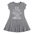 thumbnail image 1 of Instant Message - Idk I Like Horses - Toddler & Youth Girls Fit & Flare Dress, 1 of 1