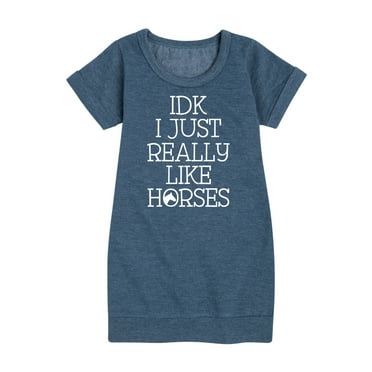 Instant Message - Idk I Like Horses - Toddler & Youth Girls Fleece Dress