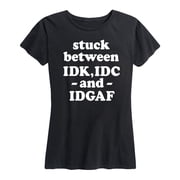 Instant Message - Idk Idc Idgaf Womens Short Sleeve Graphic T-Shirt