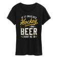 thumbnail image 1 of Instant Message - Hockey And Beer Count Me In - Women's Short Sleeve Graphic T-Shirt, 1 of 5