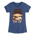 thumbnail image 1 of Instant Message - If There's S'mores, I'm In - Toddler & Youth Girls Short Sleeve Graphic T-Shirt, 1 of 6