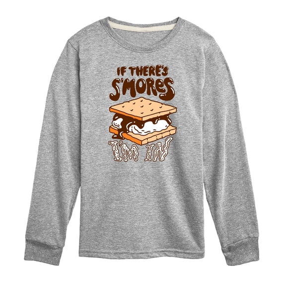 Instant Message - If There's S'mores, I'm In - Toddler & Youth Long Sleeve Graphic T-Shirt