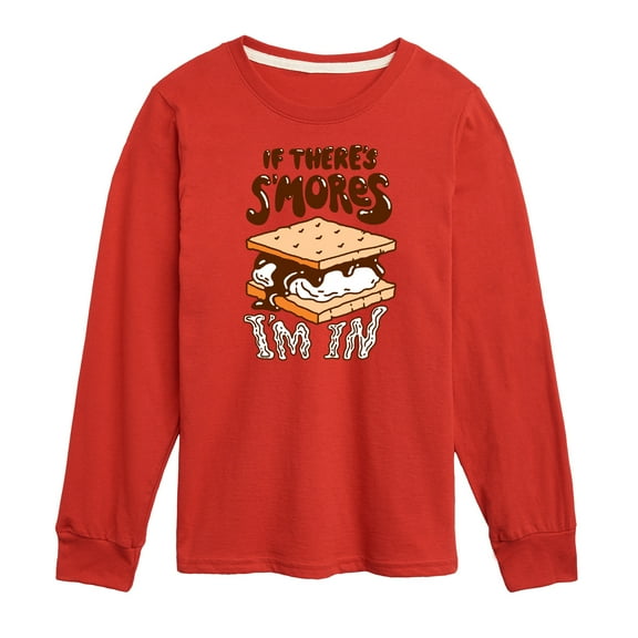 Instant Message - If There's S'mores, I'm In - Toddler & Youth Long Sleeve Graphic T-Shirt
