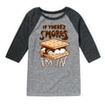 thumbnail image 1 of Instant Message - If There's S'mores, I'm In - Toddler & Youth Raglan Graphic T-Shirt, 1 of 5