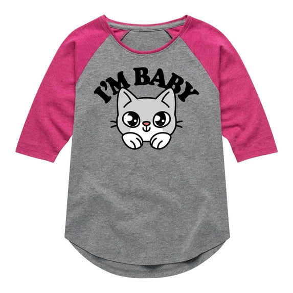Instant Message - Im Baby Cat - Toddler And Youth Girls Raglan Graphic T-Shirt