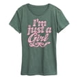 thumbnail image 1 of Instant Message - Im Just A Girl - Women's Short Sleeve Graphic T-Shirt, 1 of 5
