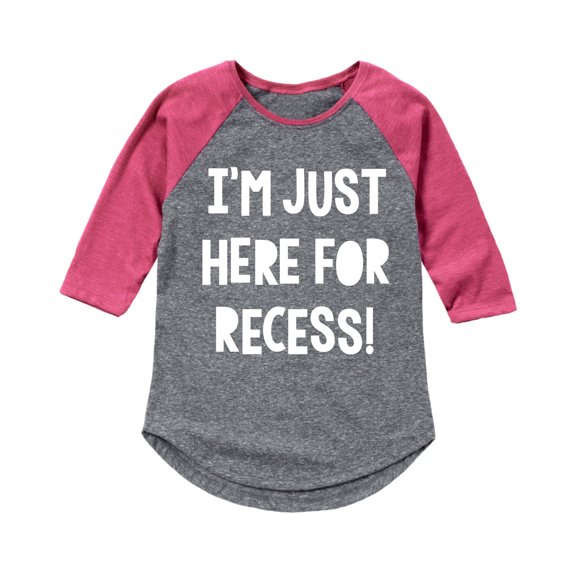 Instant Message - Im Just Here For Recess - Youth Shirt Tail Raglan