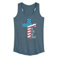 thumbnail image 1 of Instant Message - In God We Trust American Flag Cross - 4th of July - Women's Racerback Tank Top, 1 of 6