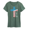 thumbnail image 1 of Instant Message - In God We Trust Flag Cross  - Women's Short Sleeve Graphic T-Shirt, 1 of 6