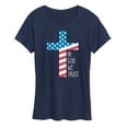 thumbnail image 1 of Instant Message - In God We Trust Flag Cross  - Women's Short Sleeve Graphic T-Shirt, 1 of 6
