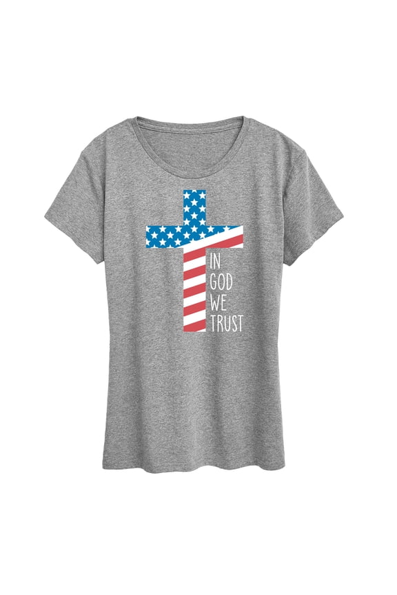 - In God We Trust Flag Cross - Women's Short Sleeve Graphic T-Shirt