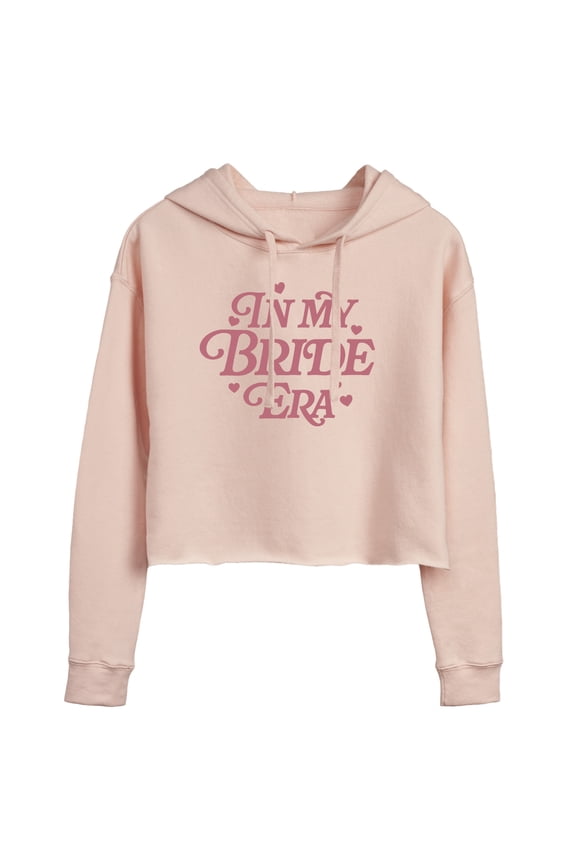 - In My Bride Era - Juniors Cropped Long Sleeve Fleece Hoodie