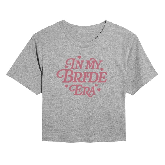 Instant Message - In My Bride Era - Juniors Cropped Short Sleeve Graphic T-Shirt