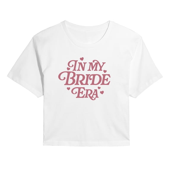 Instant Message - In My Bride Era - Juniors Cropped Short Sleeve Graphic T-Shirt