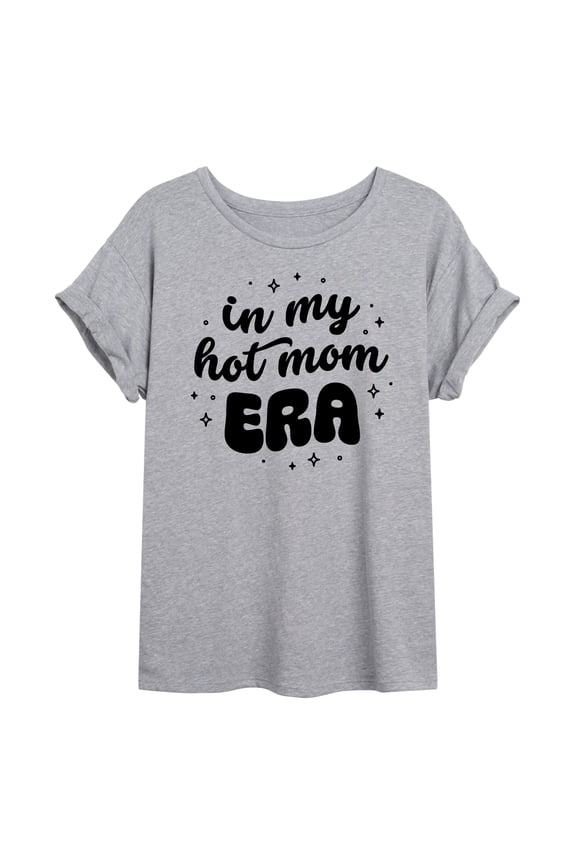 - In My Hot Mom Era - Juniors Oversized Graphic T-Shirt