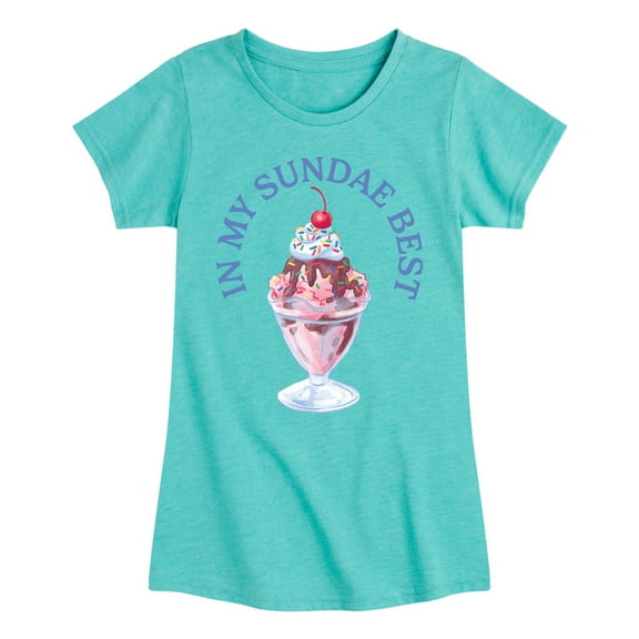 Instant Message - In My Sundae Best - Toddler And Youth Girls Fitted Short Sleeve Graphic T-Shirt