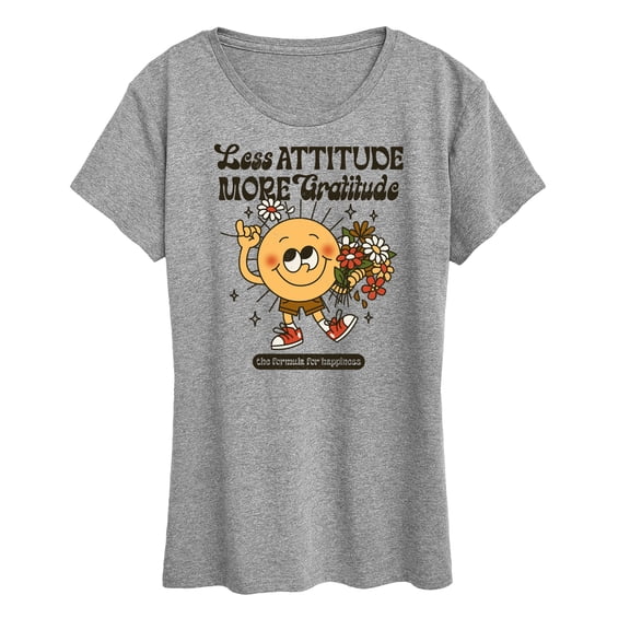 Instant Message - Inspiration - Less Attitude More Gratitude - Women's Short Sleeve Graphic T-Shirt