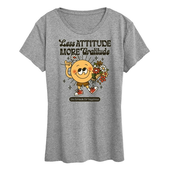 Instant Message - Inspiration - Less Attitude More Gratitude - Women's Short Sleeve Graphic T-Shirt