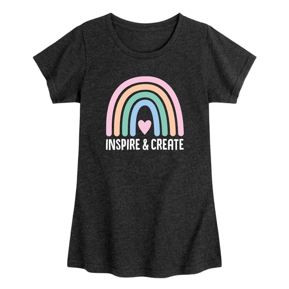 Instant Message - Inspire Create Muted Rainbow - Youth Girls Short Sleeve T-shirt