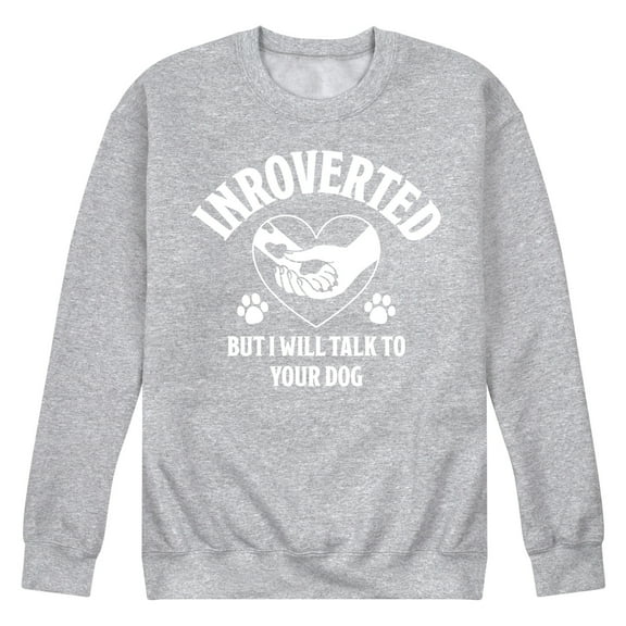 Instant Message - Introverted Will Talk To Dog - Men's Crew Neck Fleece Pullover
