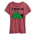 thumbnail image 1 of Instant Message - It Wasn't Me Cat Christmas Tree - Women's Short Sleeve Graphic V-Neck T-Shirt, 1 of 6