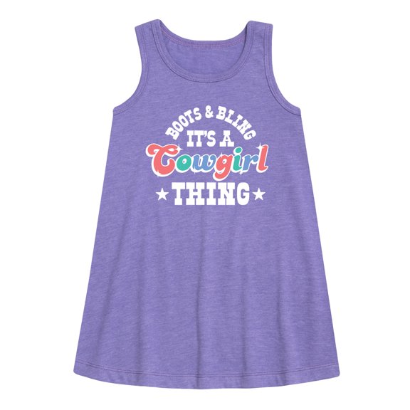 Instant Message - It's A Cowgirl Thing - Toddler and Youth Girls A-line Dress