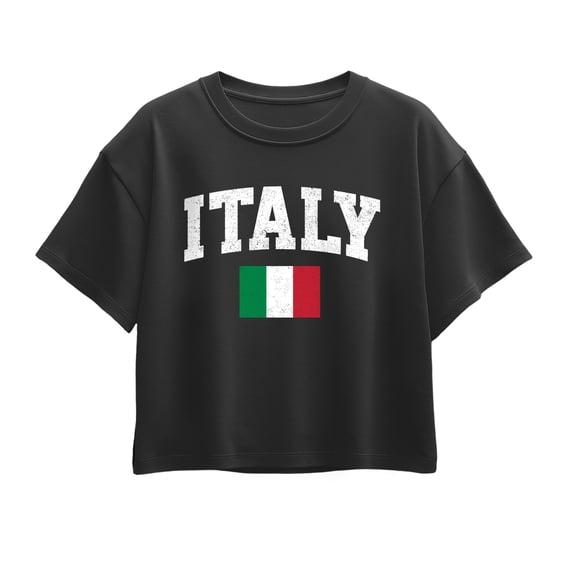 Instant Message - Italy Flag - Youth Girl Short Sleeve Boxy Tee