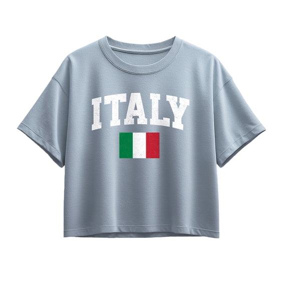 Instant Message - Italy Flag - Youth Girl Short Sleeve Boxy Tee