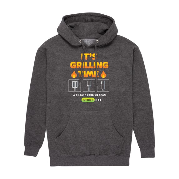 Instant Message - Its Grilling Time - Men's Pullover Hooded Fleece Sweatshirt