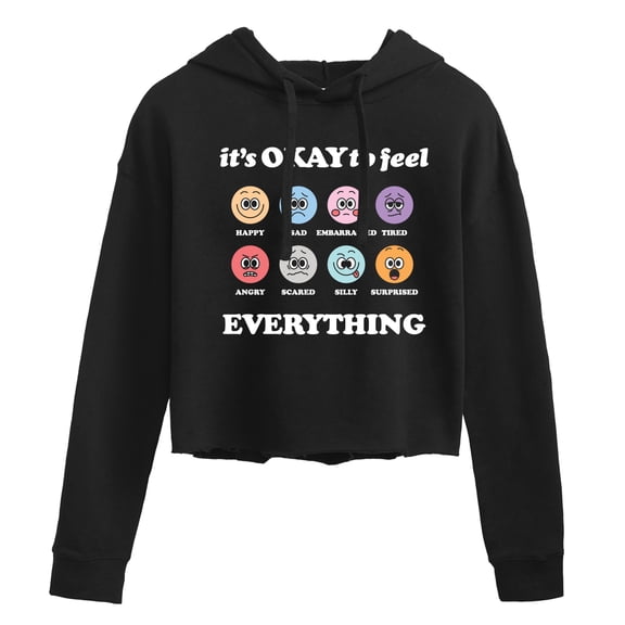 Instant Message - Its Okay To Feel Everything - Mental Health Awareness - Positivity - Womens - Cropped Hoodie