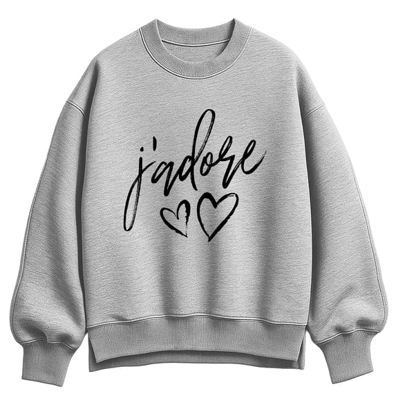 Instant Message - J'adore - Women's Oversized Fleece Crew Sweatshirt