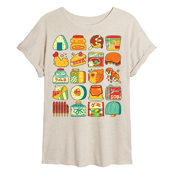 Instant Message - Japanese Snacks - Juniors Oversized Graphic T-Shirt