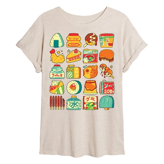Instant Message - Japanese Snacks - Juniors Oversized Graphic T-Shirt